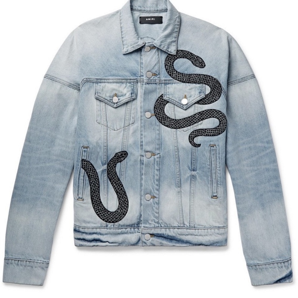 AMIRI Distressed Glittered Denim Trucker Jacket XL, men’s great condition